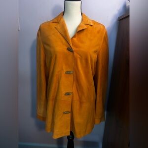 Talbots Collection Leather and Wood Button Shirt L